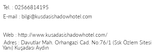 Shadow Hotel telefon numaralar, faks, e-mail, posta adresi ve iletiim bilgileri